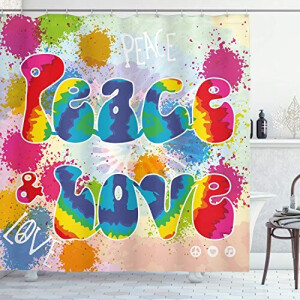 Rideau de douche Peace and love multicolore 175x220 cm