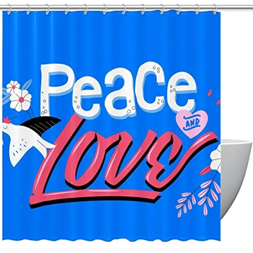 Rideau de douche Peace and love multicolore 152.4x182.9 cm