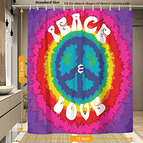 Rideau de douche Peace and love 183x183 cm variant 2 