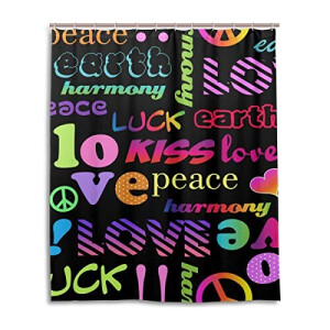 Rideau de douche Peace and love multicolore 152x183 cm