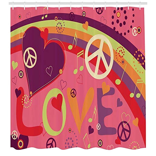 Rideau de douche Peace and love multicolore 175x200 cm variant 0 