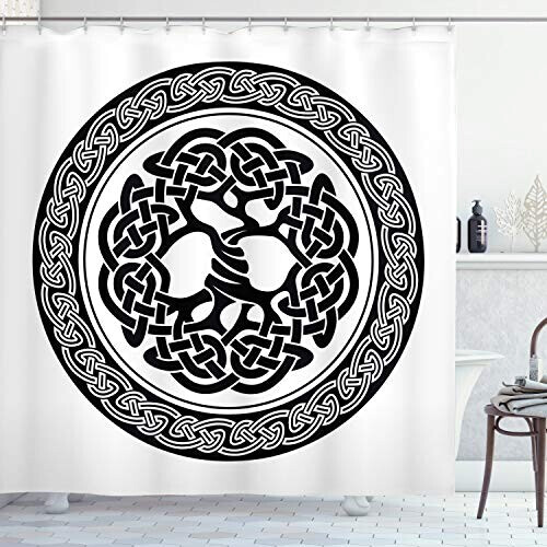 Rideau de douche Celtique noir blanc 175x180 cm