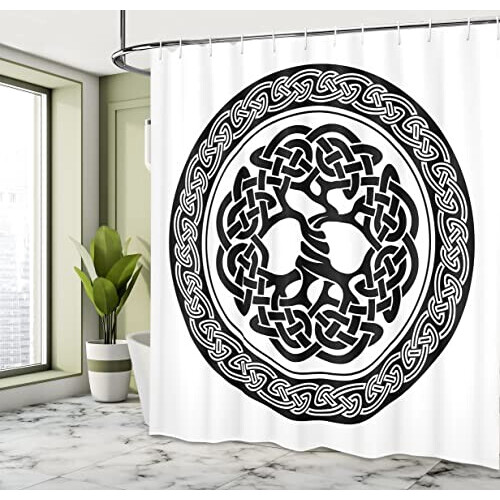 Rideau de douche Celtique noir blanc 175x180 cm variant 1 