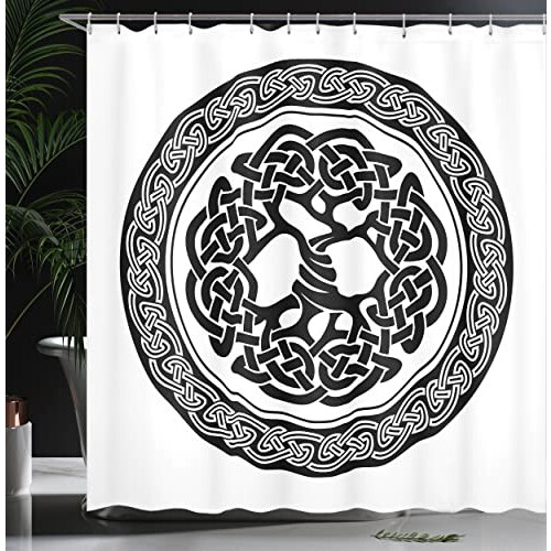 Rideau de douche Celtique noir blanc 175x180 cm variant 2 