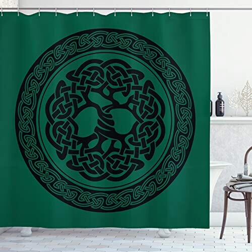 Rideau de douche Celtique vert forêt noire 175x200 cm