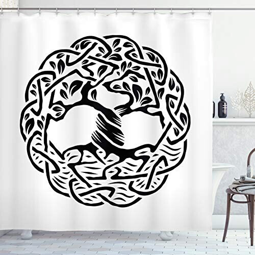 Rideau de douche Celtique noir et blanc 175x180 cm
