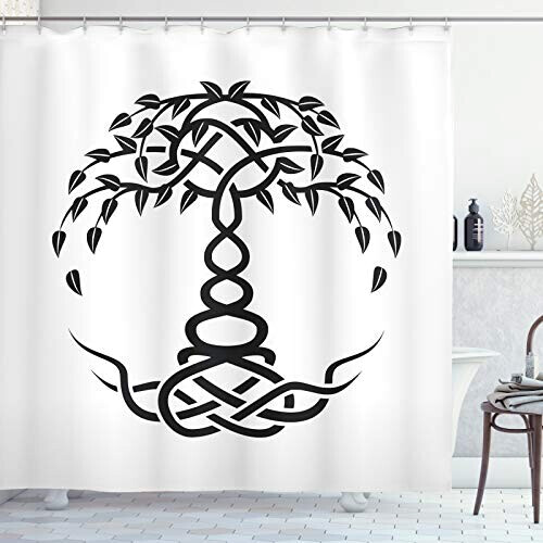 Rideau de douche Celtique gris anthracite et blanc 175x180 cm