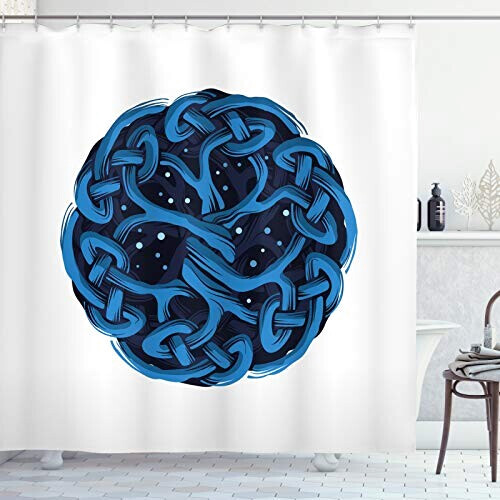Rideau de douche Celtique bleu nuit et indigo 175x200 cm