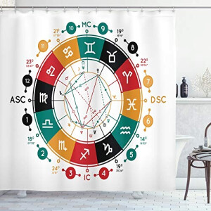 Rideau de douche Astrologie multicolore 175x200 cm