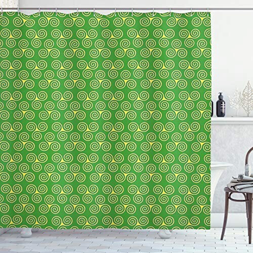Rideau de douche Triskel moutarde et vert 175x200 cm