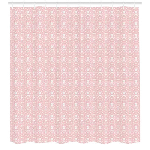 Rideau de douche rose crème et jaune 175x200 cm variant 0 
