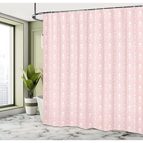 Rideau de douche rose crème et jaune 175x200 cm variant 1 