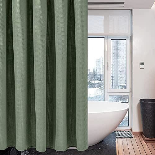 Rideau de douche vert gaufre - 92x182 cm variant 0 