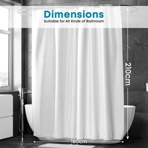 Rideau de douche blanc 210x180 cm variant 2 