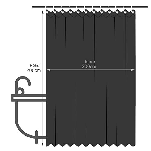 Rideau de douche noir 200x200 cm variant 5 
