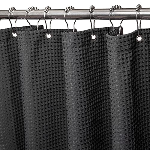 Rideau de douche noir gaufre - 182x182 cm