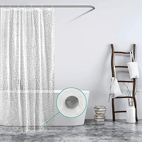 Rideau de douche Transparent blanc semi 120x200 cm