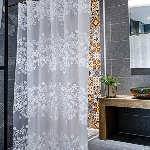 Rideau de douche Transparent s-blanc 180x200 cm