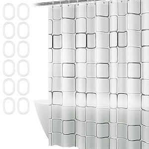 Rideau de douche Transparent blanc 200x180 cm
