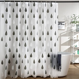 Rideau de douche Transparent gouttelettes d'eau 180x180 cm