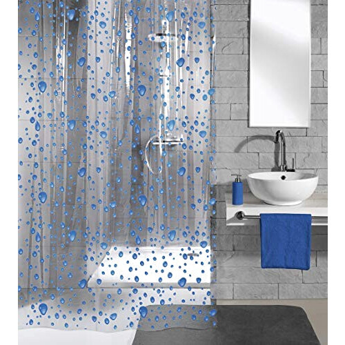Rideau de douche Transparent bleu 180x200 cm